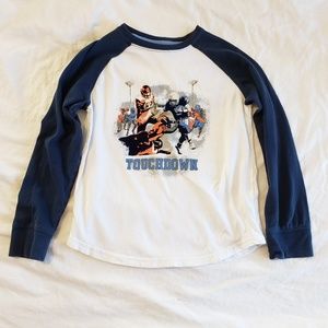 TOUCHDOWN Boys Shirt White Blue Long Raglan Sleeve